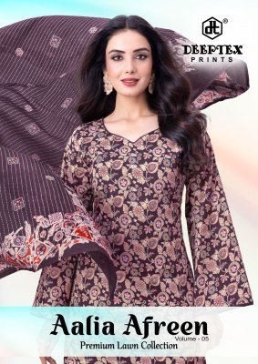 Deeptex Aalia Afreen Vol-5 Karachi Pure Cotton Kurti Pant Dupatta Set wholesale catalogs