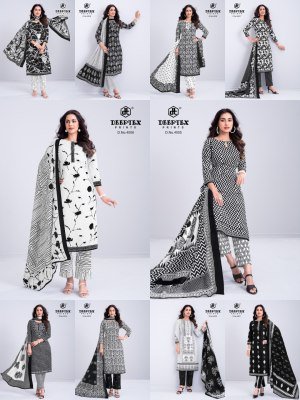 Deeptex Aaliza Black & White Vol-4 Pure Cotton Kurti Pant Set with Dupatta kurti pant with dupatta Catalogs