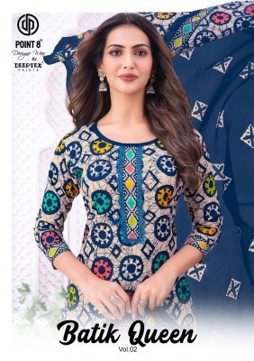 Deeptex Batik Queen Vol 2 Pure Cotton Kurti Pant with Dupatta Batik Printed Ethnic Set Wholesale kurti pant with dupatta Catalogs
