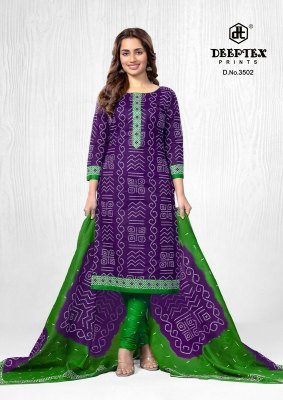 Deeptex Classic Chunnari Vol 35 Cotton Dress Material Set Unstitched Printed Top  Bottom And Dupatta Wholesale dress material catalogs