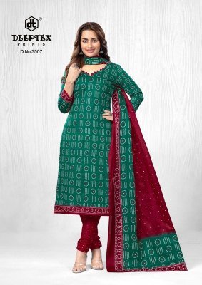 Deeptex Classic Chunnari Vol 35 Cotton Dress Material Set Unstitched Printed Top  Bottom And Dupatta Wholesale dress material catalogs