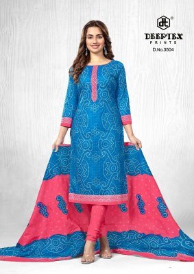 Deeptex Classic Chunnari Vol 35 Cotton Dress Material Set Unstitched Printed Top  Bottom And Dupatta Wholesale dress material catalogs