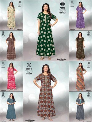 Deeptex Good Morning Vol 4 Cotton Nighty Top  Pure Cotton Printed Nighties with Pocket  Seamless Front And Back  Kilometre Cut Stitching Wholesale night wear catalogs