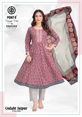 Deeptex Gulabi Jaipur Vol 5 Cotton Anarkali Kurti Pant Set with Dupatta (L–3XL) fancy Anarkali suit catalogs