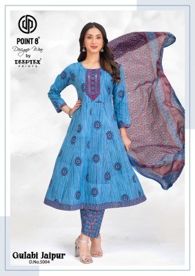 Deeptex Gulabi Jaipur Vol 5 Cotton Anarkali Kurti Pant Set with Dupatta (L–3XL) fancy Anarkali suit catalogs