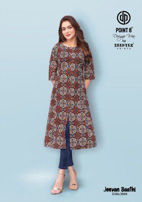 Deeptex Jeevan Saathi Vol 3 Cotton Long Kurti A Line with Flare Wholesale Ethnic Wear Catalog kurtis catalogs