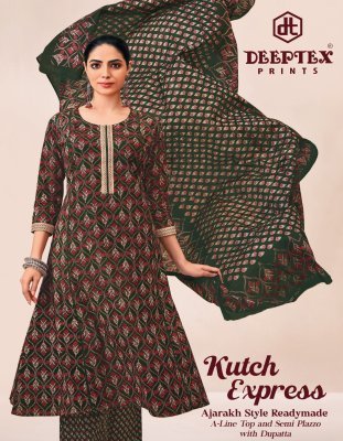 Deeptex Kutuh Express Women s Readymade A Line Long Top with Semi Palazzo Pant And Dupatta Set Wholesale kurtis catalogs