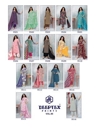 Deeptex Miss India Vol 95 Dress Material Pure Cotton Catalogue Wholesale Rate  dress material catalogs