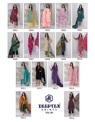 Deeptex Miss India Vol-99 Pure Cotton Printed Dress Material dress material catalogs