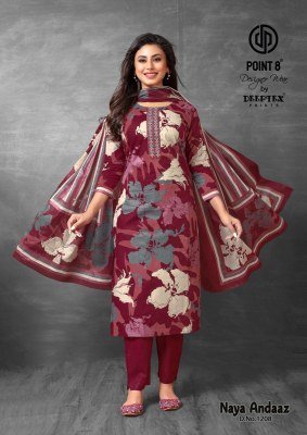 Deeptex Naya Andaaz Vol 12 Pure Cotton Printed Kurti Pant And Dupatta Wholesale kurtis catalogs