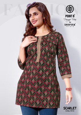 Deeptex Point 8 Scarlet Vol 7 Designer Poplin Cotton Short Top  Wholesale kurtis catalogs