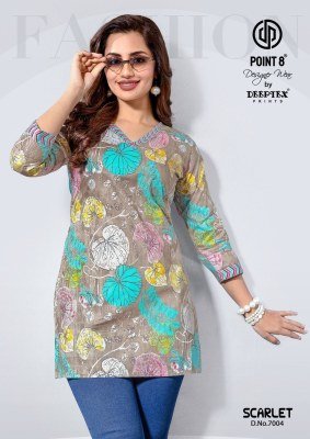 Deeptex Point 8 Scarlet Vol 7 Designer Poplin Cotton Short Top  Wholesale kurtis catalogs