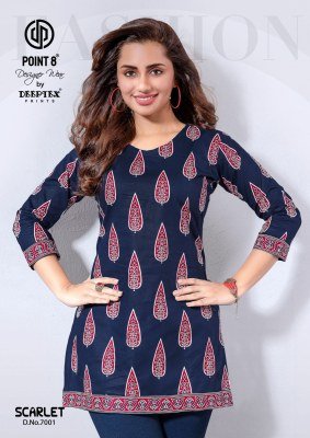 Deeptex Point 8 Scarlet Vol 7 Designer Poplin Cotton Short Top  Wholesale kurtis catalogs