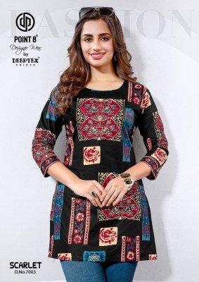 Deeptex Point 8 Scarlet Vol 7 Designer Poplin Cotton Short Top  Wholesale kurtis catalogs