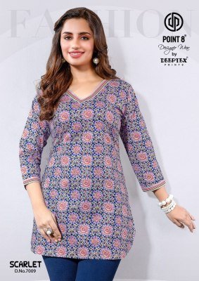 Deeptex Point 8 Scarlet Vol 7 Designer Poplin Cotton Short Top  Wholesale kurtis catalogs