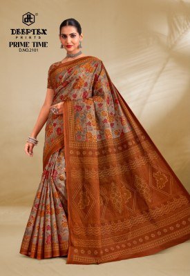 Deeptex Prime Time Vol-21 Heavy Cotton Printed Saree with Printed Blouse sarees catalogs