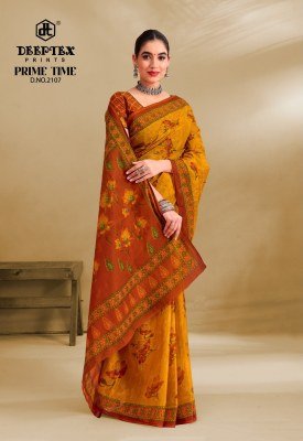 Deeptex Prime Time Vol-21 Heavy Cotton Printed Saree with Printed Blouse sarees catalogs