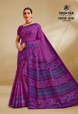 Deeptex Prime Time Vol-21 Heavy Cotton Printed Saree with Printed Blouse sarees catalogs