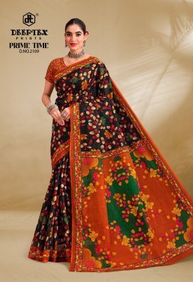 Deeptex Prime Time Vol-21 Heavy Cotton Printed Saree with Printed Blouse sarees catalogs