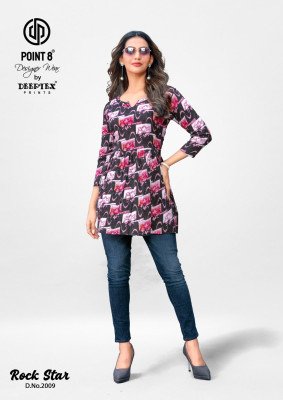 Deeptex RockStar Vol-2 Short Tunic Tops Fancy Kantha Cotton Fabric with Flair Stylish And Comfortable Product Wholesale kurtis catalogs