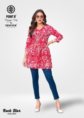 Deeptex RockStar Vol-2 Short Tunic Tops Fancy Kantha Cotton Fabric with Flair Stylish And Comfortable Product Wholesale kurtis catalogs