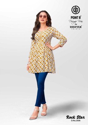 Deeptex RockStar Vol-2 Short Tunic Tops Fancy Kantha Cotton Fabric with Flair Stylish And Comfortable Product Wholesale kurtis catalogs