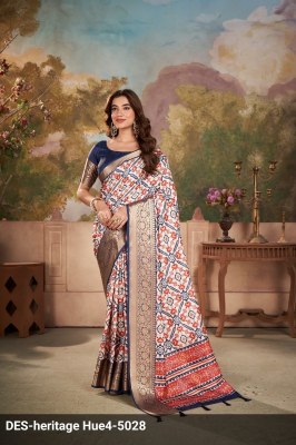 Des by Heritage Hui 4 viscose border and Patola print saree catalog at wholesale rate Amavi