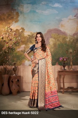 Des by Heritage Hui 4 viscose border and Patola print saree catalog at wholesale rate sarees catalogs