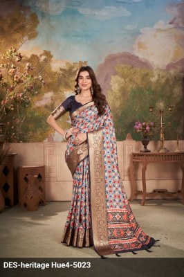 Des by Heritage Hui 4 viscose border and Patola print saree catalog at wholesale rate sarees catalogs