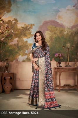 Des by Heritage Hui 4 viscose border and Patola print saree catalog at wholesale rate sarees catalogs