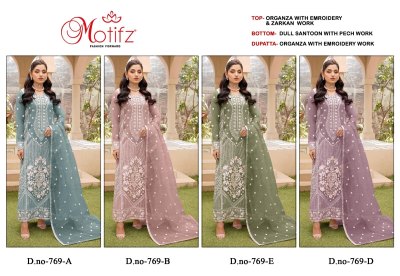 Design 769 by Motif Organza embroidered Pakistani suit catalogue  pakistani suit catalogs
