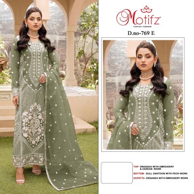 Design 769 by Motif Organza embroidered Pakistani suit catalogue  pakistani suit catalogs