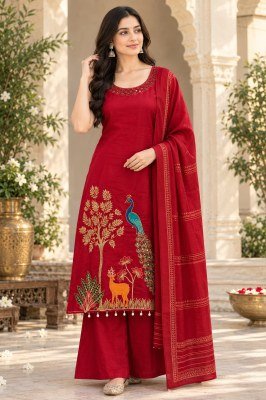 Design No. 2070 Premium Roman Silk 3 Piece Kurti Palazzo Suit with Dupatta wholesale catalogs