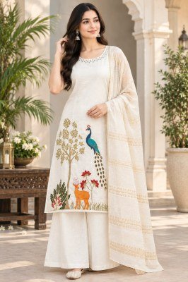 Design No. 2070 Premium Roman Silk 3 Piece Kurti Palazzo Suit with Dupatta Size wise Combo Set