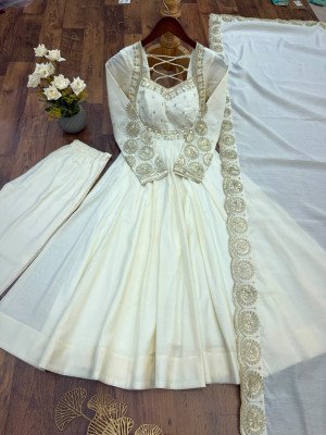 Design No. 5026 Premium Designer Roman Silk 3-Piece Gown Set with Sequin Work fancy Anarkali suit catalogs