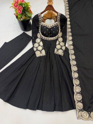 Design No. 5026 Premium Designer Roman Silk 3-Piece Gown Set with Sequin Work fancy Anarkali suit catalogs