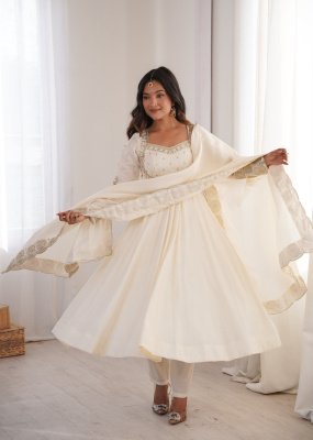 Design No. 5026 Premium Designer Roman Silk 3-Piece Gown Set with Sequin Work fancy Anarkali suit catalogs
