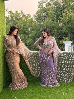 Design No. 5608 Soft Net Sequins Designer Saree with Blouse sarees