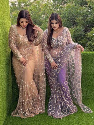 Design No. 5608 Soft Net Sequins Designer Saree with Blouse sarees
