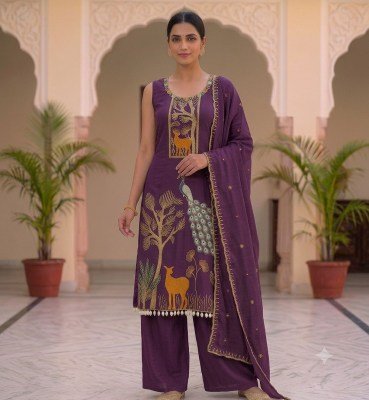 Designer 3-Piece Roman Silk Suit Collection Size wise Combo Set
