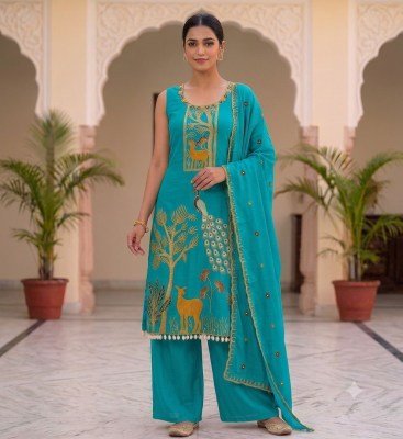 Designer 3-Piece Roman Silk Suit Collection Size wise Combo Set