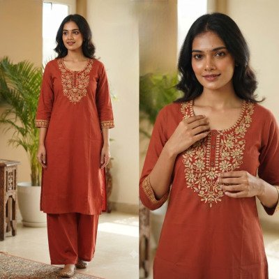 Designer Cotton 2-Piece Collection with One-Side Pocket  kurtis catalogs