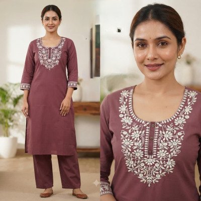Designer Cotton 2-Piece Collection with One-Side Pocket  kurtis catalogs