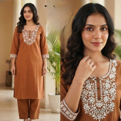 Designer Cotton 2-Piece Collection with One-Side Pocket  kurtis catalogs