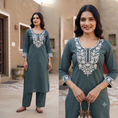 Designer Cotton 2-Piece Collection with One-Side Pocket  kurtis catalogs