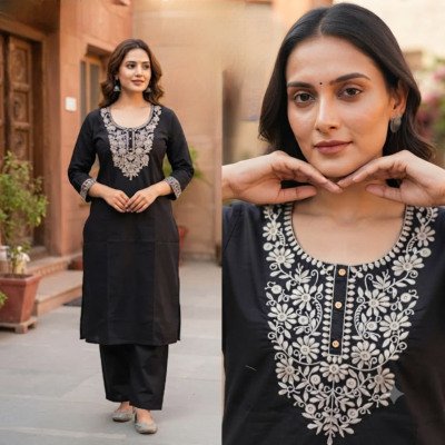 Designer Cotton 2-Piece Collection with One-Side Pocket  kurtis catalogs