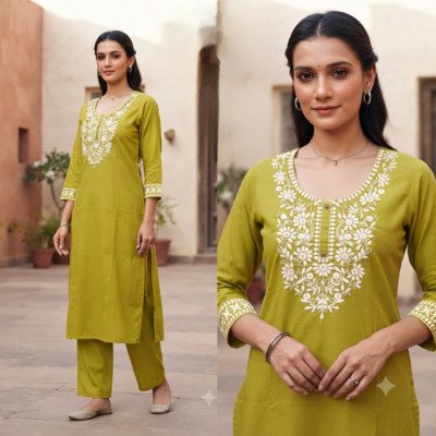 Designer Cotton 2-Piece Collection with One-Side Pocket  kurtis catalogs
