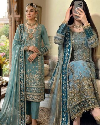 Designer D. No. 3175 Fox Georgette Embroidered Sequence Work 3 Piece Suit Set readymade suit catalogs