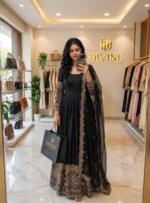 Designer D.No. 801 Pure Chinon Silk Gown Pant with Dupatta gown catalogs