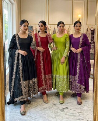 Designer D.No. 801 Pure Chinon Silk Gown Pant with Dupatta gown catalogs